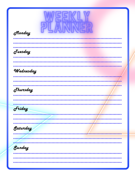 Neon Weekly Planner Template